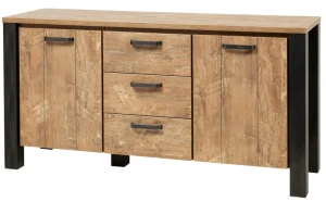 Meubar - Dressoir Olivia - DR7 - K662 - Oranje Teakhout/Staal look - 167x84x50cm | Belga Meubelen Sale