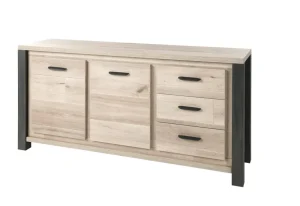 Meubar - Dressoir Tomba - DR8 - K497 - Oude Eik/Imitatie staal - 184x90x50cm | Belga Meubelen Outlet
