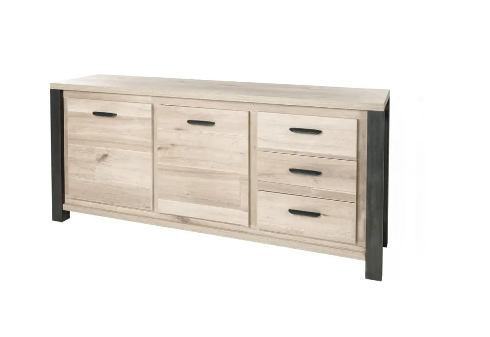 meubar__dressoir_tomba__d_0-2.webp Meubar - Dressoir Tomba - DR7 - K497 - Oude Eik/Imitatie staal - 203x90x50cm | Belga Meubelen Fashion