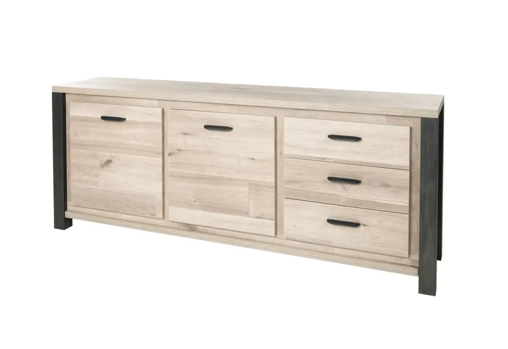 meubar__dressoir_tomba__d_0-3.webp Meubar - Dressoir Tomba - DR6 - K497 - Oude Eik/Imitatie staal - 222x90x50cm | Belga Meubelen Fashion