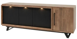Meubar - Dressoir Trentino - DR7 - K671 - Old Teak/Matt black - 219x83x50cm | Belga Meubelen New