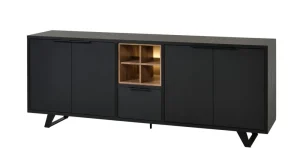 Meubar - Dressoir Veneto - DR7 - K717 - Elegant black/Old teak - 208x92x50cm | Belga Meubelen Outlet