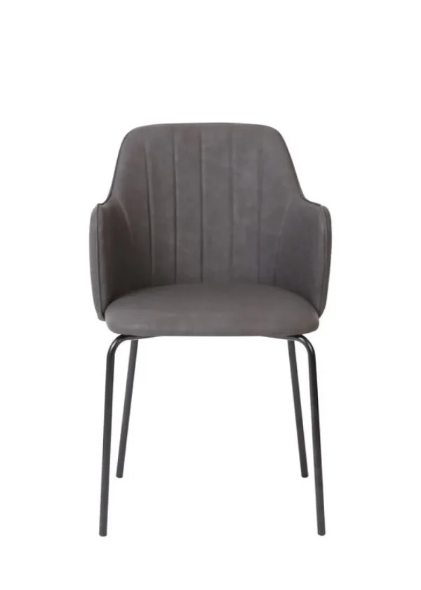 Meubar - Eetkamerstoel Flo - STFLO-K028-PU08 (min per2) - Kunstleder - Antraciet - 54x85x60cm | Belga Meubelen Outlet