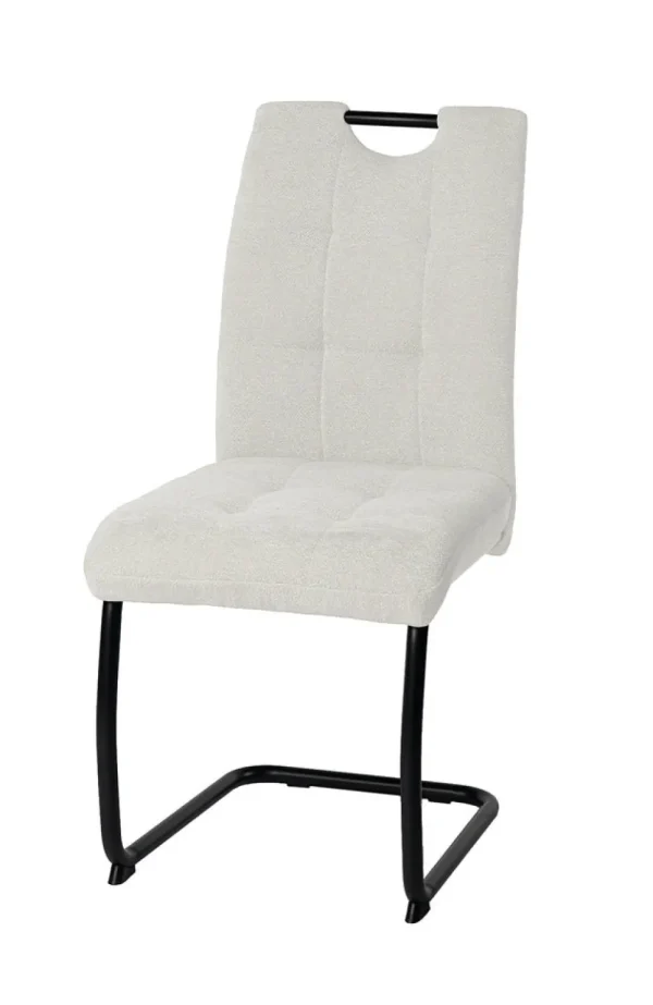 Meubar - Eetkamerstoel Kwadro - STKWADRO-K028-R022 (min per2) - Boucle - Stof - Wit - 45x96x59cm | Belga Meubelen Clearance