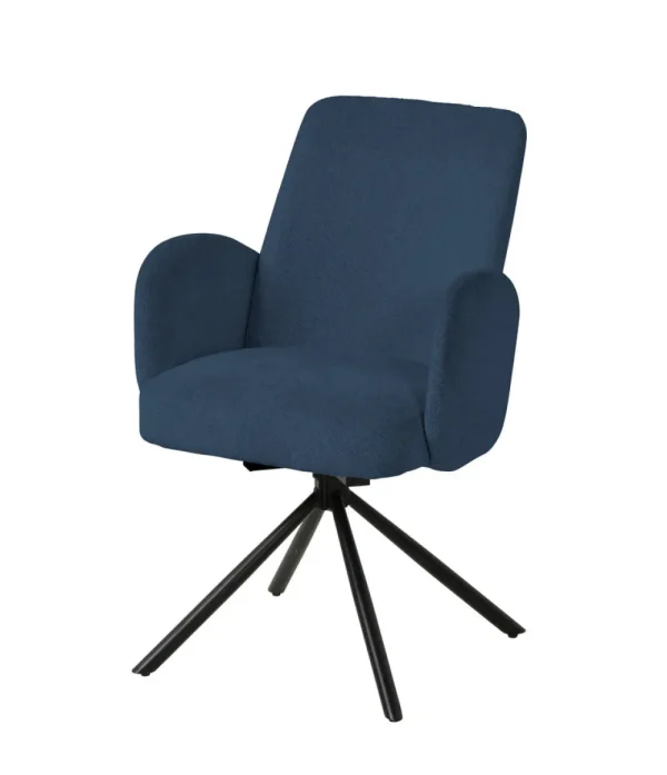 Meubar - Eetkamerstoel Tosca 2 - STTOSCA2-K028-R086 (min per2) - Boucle - Stof - Blauw - 58x87x62cm | Belga Meubelen Clearance