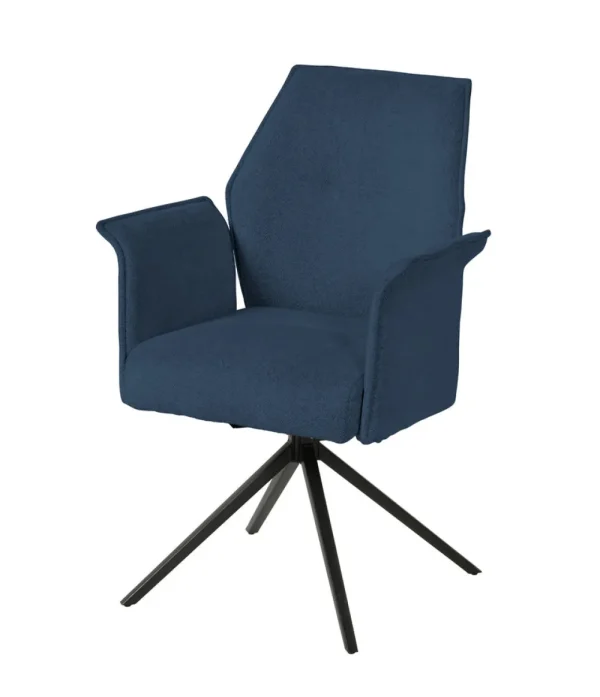Meubar - Eetkamerstoel Trieste - STTRIESTE-K028-R086 (min per2) - Boucle - Stof - Blauw - 64x92x62cm | Belga Meubelen Discount