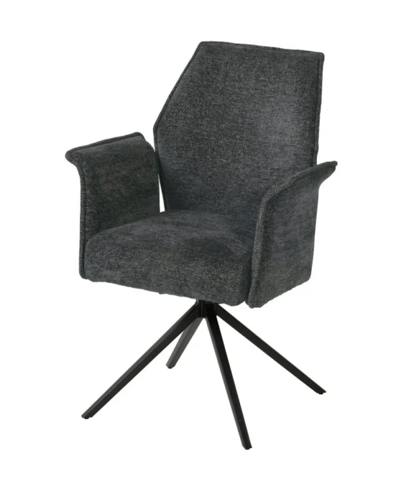 Meubar - Eetkamerstoel Trieste - STTRIESTE-K028-R016 (min per2) - Boucle - Stof - Antraciet - 64x92x62cm | Belga Meubelen Fashion