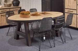 Meubar - Eettafel Alcatraz, Lovina of Olivia - TOV23KM50-K028-K660BL - Oranje Teakhout - 225x72x120cm | Belga Meubelen Clearance