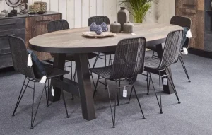 Meubar - Eettafel Kuta of Samir - TOV19KM50-K028-K640BL - Donker scheepshout - 183x72x100cm | Belga Meubelen Hot