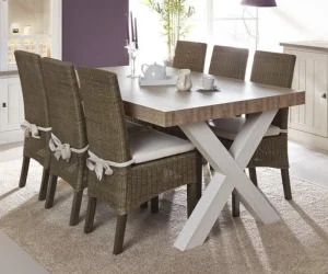 Meubar - Eettafel York - T23X80-K465-K550 - Lariks/Kristal eik licht bruin - 225x76x100cm | Belga Meubelen Sale