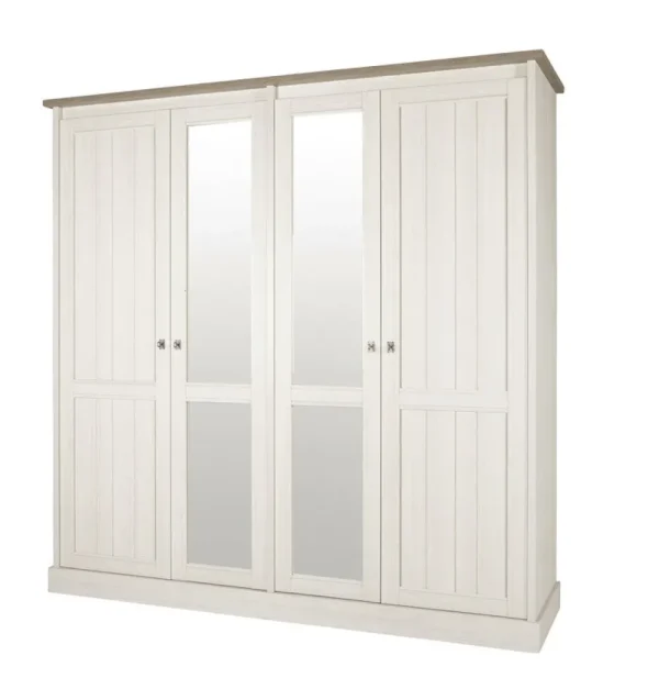 Meubar - Kleerkast York - K4S2 - K467 - Lariks/Kristal eik licht bruin - 212x213x61cm | Belga Meubelen Clearance