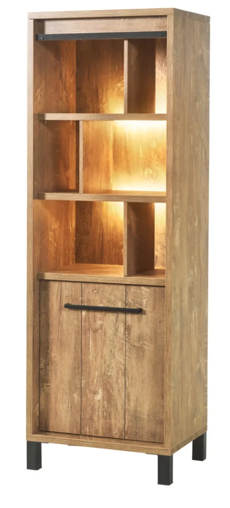Meubar - Kolomkast Alcatraz - KB6R - K661 - Oranje Teakhout/Zwart - 629x188x50cm | Belga Meubelen Outlet