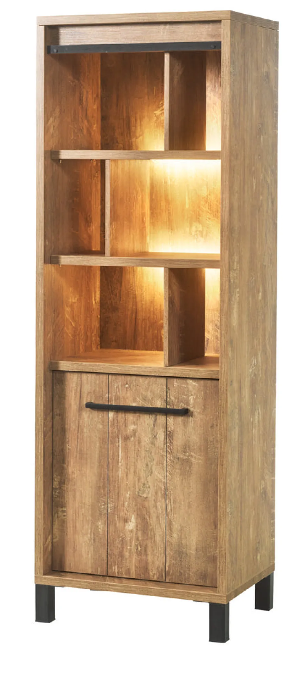 meubar__kolomkast__alcatr_0-1.webp Meubar - Kolomkast Alcatraz - KB6R - K661 - Oranje Teakhout/Zwart - 629x188x50cm | Belga Meubelen Outlet