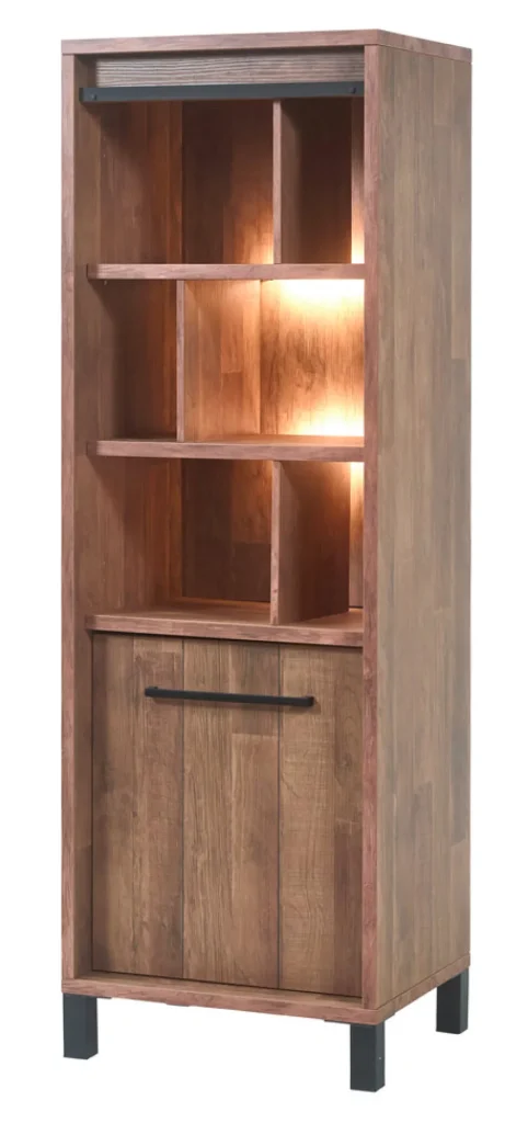 Meubar - Kolomkast Alcatraz - KB6R - K671 - Old teak/Matt black - 629x188x50cm | Belga Meubelen Online
