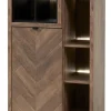 Meubar - Kolomkast Jaipur - KB6L - K671V - Old teak (Fishbone doors)/Matt Black - 834x162x50cm | Belga Meubelen Sale