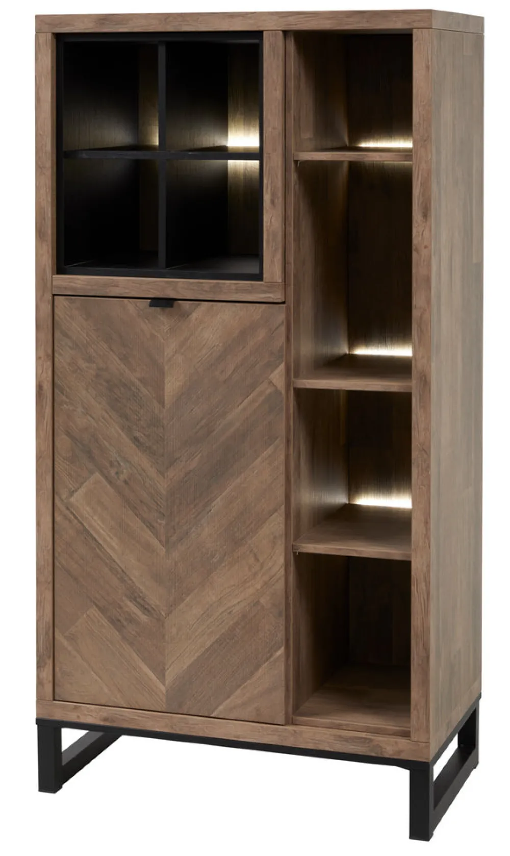 meubar__kolomkast__jaipur_0-3.webp Meubar - Kolomkast Jaipur - KB6R - K671V - Old teak (Fishbone doors)/Matt Black - 834x162x50cm | Belga Meubelen Sale