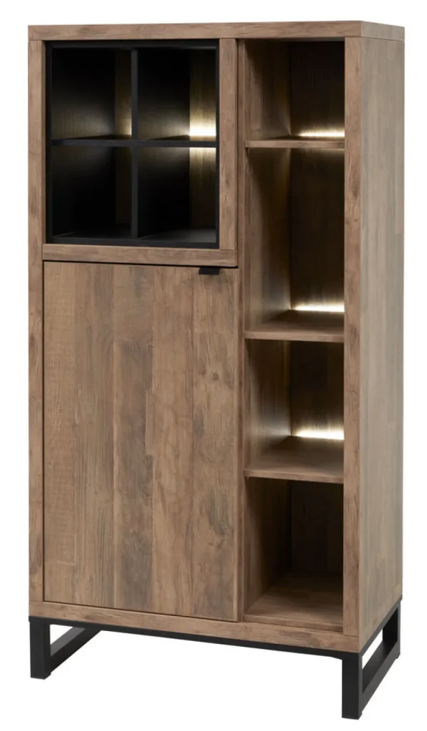 Meubar - Kolomkast Jaipur - KB6L - K671 - Old teak/Matt black - 834x162x50cm | Belga Meubelen Hot
