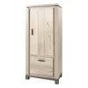 Meubar - Kolomkast Jan - KB6R - K497 - Oude eik/imitatie staal - 810x190x50cm | Belga Meubelen Online