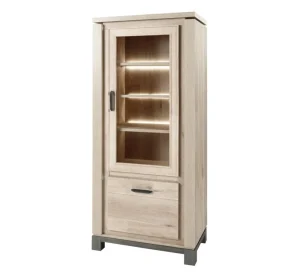 Meubar - Kolomkast Jan - KV6R - K497 - Oude eik/imitatie staal - 810x190x50cm | Belga Meubelen Best