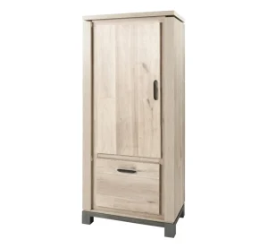 Meubar - Kolomkast Jan - KB6L - K497 - Oude eik/imitatie staal - 810x190x50cm | Belga Meubelen Best