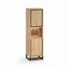 Meubar - Kolomkast Kano - KB6R - K545BL - Millenium oak nature/Elegant black - 561x202x49cm | Belga Meubelen Clearance