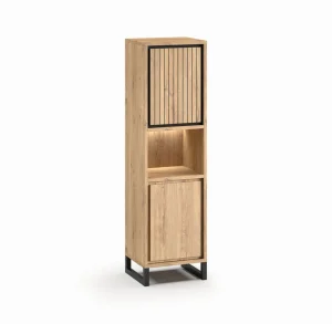 Meubar - Kolomkast Kano - KBL6 - K545BL - Millenium oak nature/Elegant black - 561x202x49cm | Belga Meubelen Online