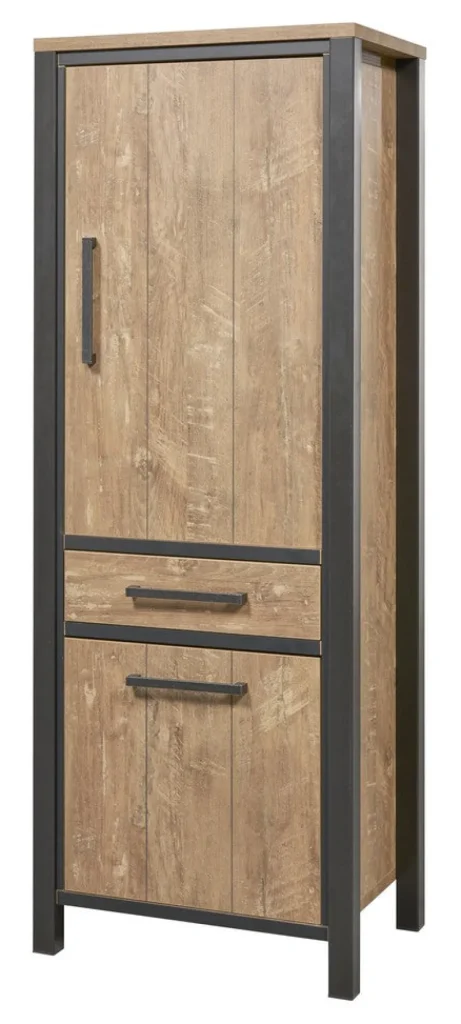 Meubar - Kolomkast Lovina - KB6R - K661 - Oranje Teakhout/Zwart - 70x189x50cm | Belga Meubelen Hot