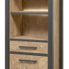 Meubar - Kolomkast Lovina - KB7R - K661 - Oranje Teakhout/Zwart - 70x189x50cm | Belga Meubelen Clearance