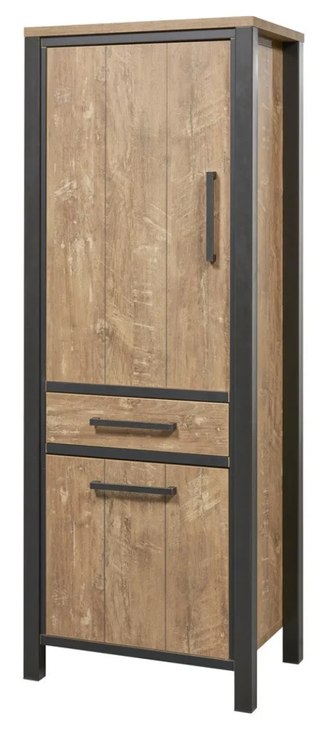 Meubar - Kolomkast Lovina - KB6L - K661 - Oranje Teakhout/Zwart - 70x189x50cm | Belga Meubelen New