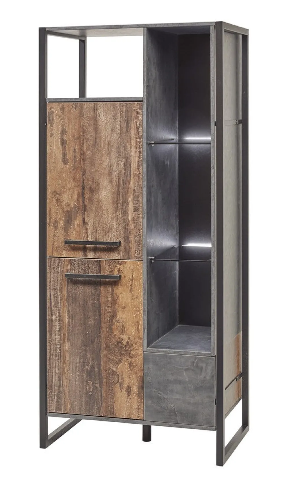 meubar__kolomkast_samir___0.webp Meubar - Kolomkast Samir - KB6L - K646 - Donker scheepshout/Grijs - 84x185x50cm | Belga Meubelen Sale