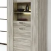 Meubar - Kolomkast Stone - KV1 - K437 - Spint eik grijs/Marmer - 102x163x40cm | Belga Meubelen Outlet