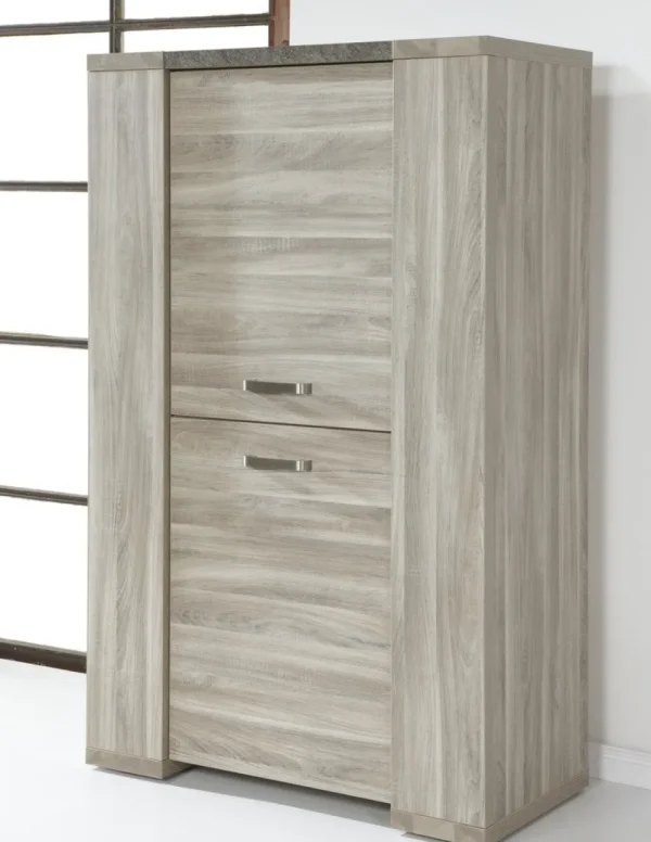 Meubar - Kolomkast Stone - KB1 - K437 - Spint eik grijs/Marmer - 102x163x40cm | Belga Meubelen Discount