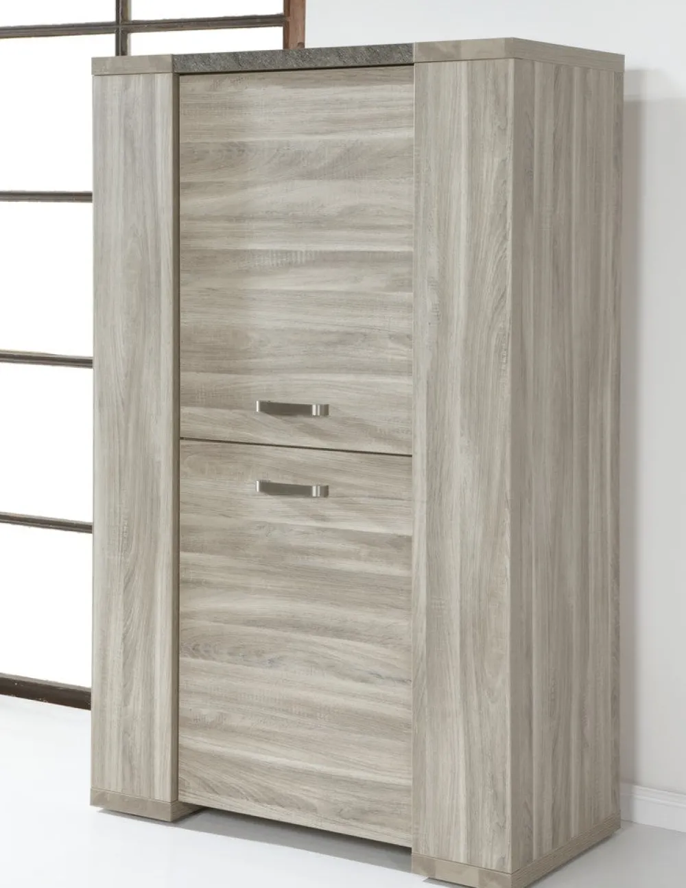 meubar__kolomkast_stone___0.webp Meubar - Kolomkast Stone - KB1 - K437 - Spint eik grijs/Marmer - 102x163x40cm | Belga Meubelen Discount