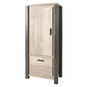 Meubar - Kolomkast Tomba - KB6L - K497 - Oude Eik/Imitatie staal - 810x187x50cm | Belga Meubelen Best