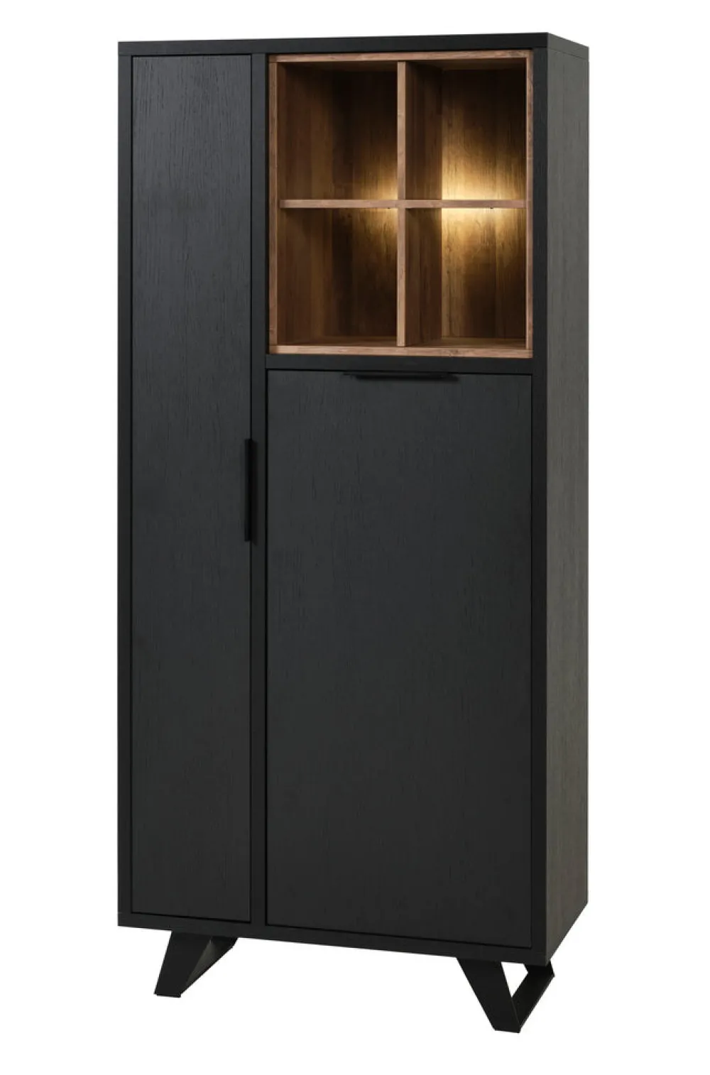 meubar__kolomkast_veneto__0.webp Meubar - Kolomkast Veneto - KB6L - K717 - Elegant black/Old teak - 192x192x50cm | Belga Meubelen Hot