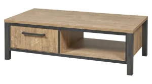 Meubar - Salontafel Lovina - T13 - K661 - Oranje Teakhout/Zwart - 135x42x68cm | Belga Meubelen Outlet
