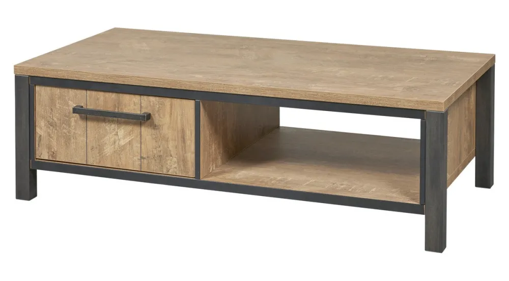 meubar__salontafel__lovin_0.webp Meubar - Salontafel Lovina - T13 - K661 - Oranje Teakhout/Zwart - 135x42x68cm | Belga Meubelen Outlet