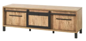 Meubar - TV-meubel Alcatraz - TV7 - K661 - Oranje Teakhout/Zwart - 179x61x50cm | Belga Meubelen Clearance