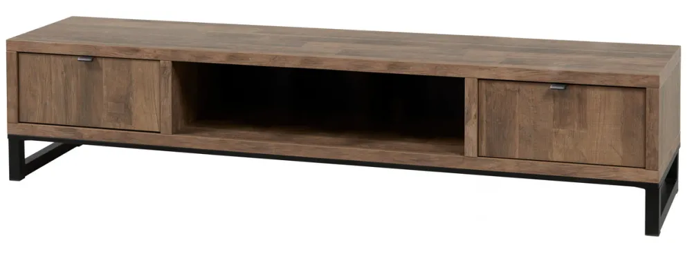meubar__tvmeubel__jaipur__0-1.webp Meubar - TV-meubel Jaipur - TV8 - K671 - Old teak/Matt black - 208x48x50cm | Belga Meubelen Fashion