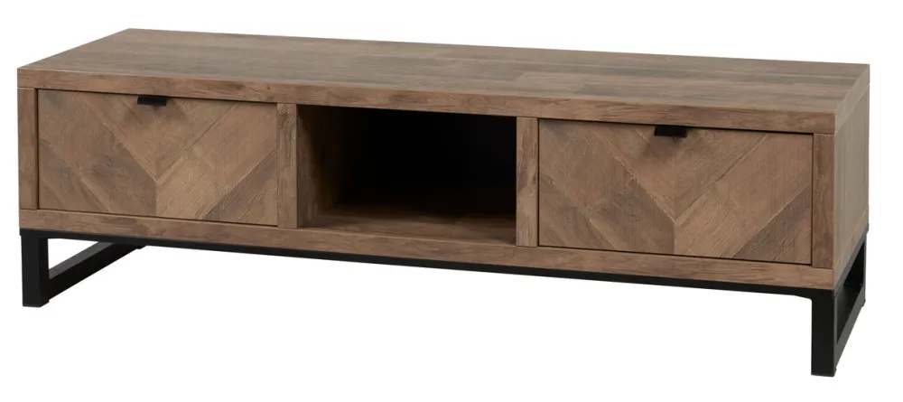 meubar__tvmeubel__jaipur__0-2.webp Meubar - TV-meubel Jaipur - TV7 - K671V - Old teak (Fishbone doors)/Matt Black - 159x48x50cm | Belga Meubelen Best