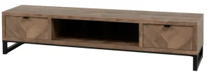 Meubar - TV-meubel Jaipur - TV8 - K671V - Old teak (Fishbone doors)/Matt Black - 207x48x50cm | Belga Meubelen Best