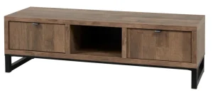 Meubar - TV-meubel Jaipur - TV7 - K671 - Old teak/Matt black - 159x48x50cm | Belga Meubelen Fashion