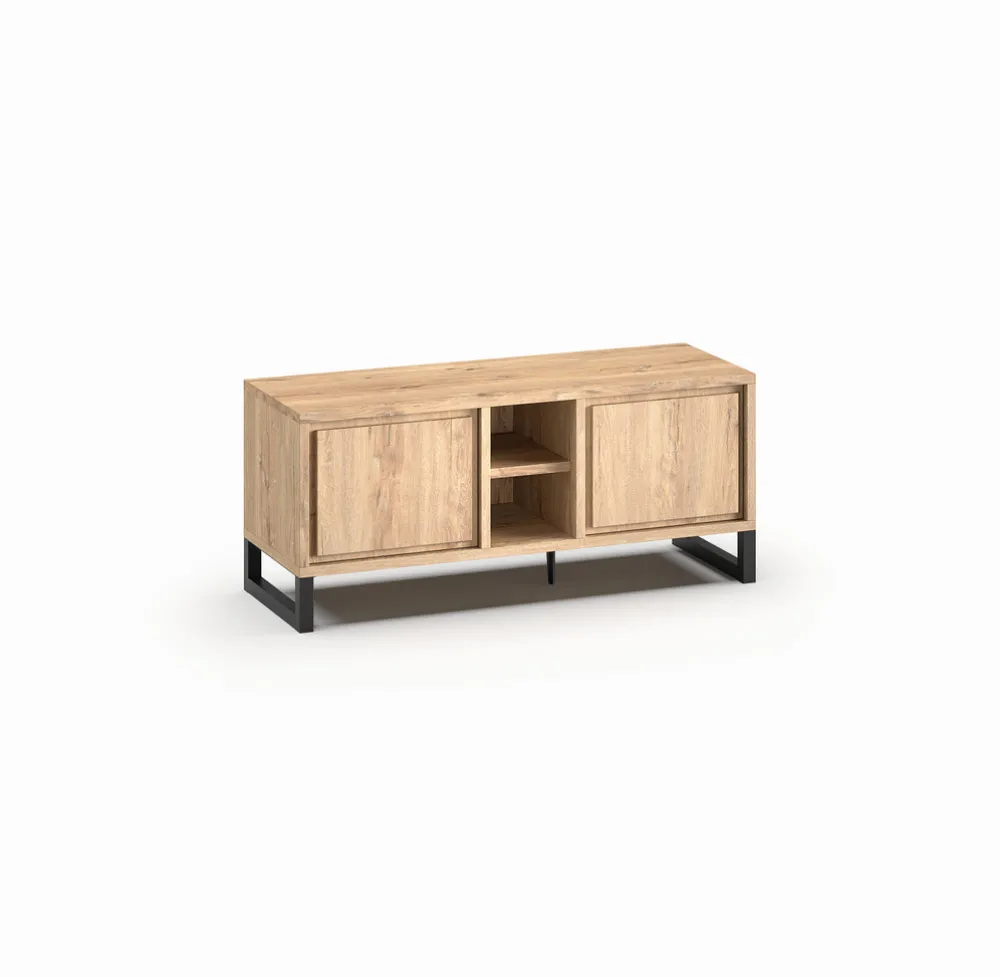 meubar__tvmeubel__kano____0-1.webp Meubar - TV-meubel Kano - LB9 - K545BL - Millenium oak nature/Elegant black - 138x59x49cm | Belga Meubelen Outlet