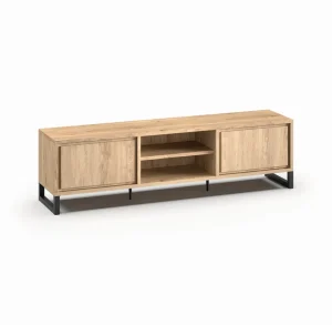 Meubar - TV-meubel Kano - LB7 - K545BL - Millenium oak nature/Elegant black - 215x59x49cm | Belga Meubelen Best
