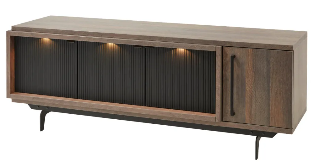 meubar__tvmeubel__trentin_0-3.webp Meubar - TV-meubel Trentino - TV7 - K677 - Golden oak/Matt black - 175x63x50cm | Belga Meubelen Clearance