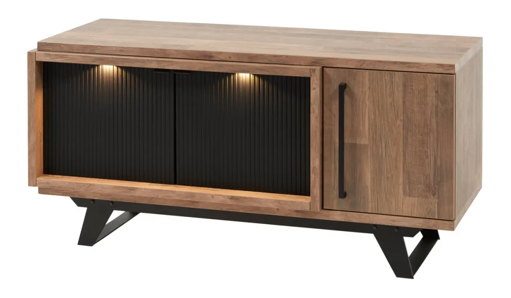 meubar__tvmeubel__trentin_0.webp Meubar - TV-meubel Trentino - TV6 - K671 - Old Teak/Matt black - 131x63x50cm | Belga Meubelen New