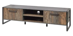 Meubar - TV-Meubel Samir - TV7 - K646 - Donker scheepshout/Grijs - 192x53x50cm | Belga Meubelen Clearance