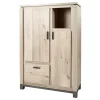 Meubar - Vitrine Jan - BAR6 - K497 - Oude eik/imitatie staal - 130x190x50cm | Belga Meubelen Best