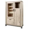 Meubar - Vitrine Jan - V6 - K497 - Oude eik/imitatie staal - 130x190x50cm | Belga Meubelen Outlet