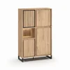 Meubar - Vitrine Kano - BAR6 - K545BL - Millenium oak nature/Elegant black - 127x202x49cm | Belga Meubelen Discount
